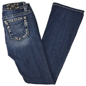 Miss Me Jeans Women's 28 Bootcut Denim Pants 30x32 Floral Embroidered Pockets